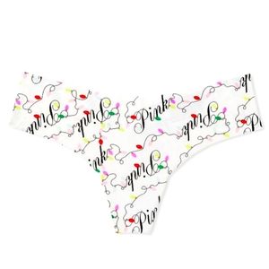 Victoria Secret PINK- No-Show/Seamless Logo Holiday lights Thong Style Panty-XL